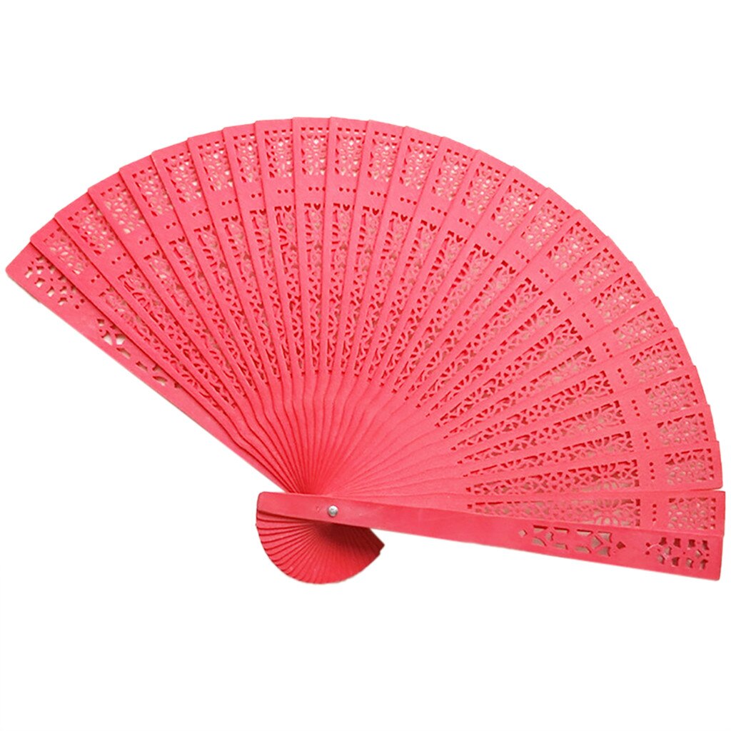 Sandelhout Fan Opengewerkte Gesneden Houten Fan Bruiloft Ventilator 20Cm: Rood