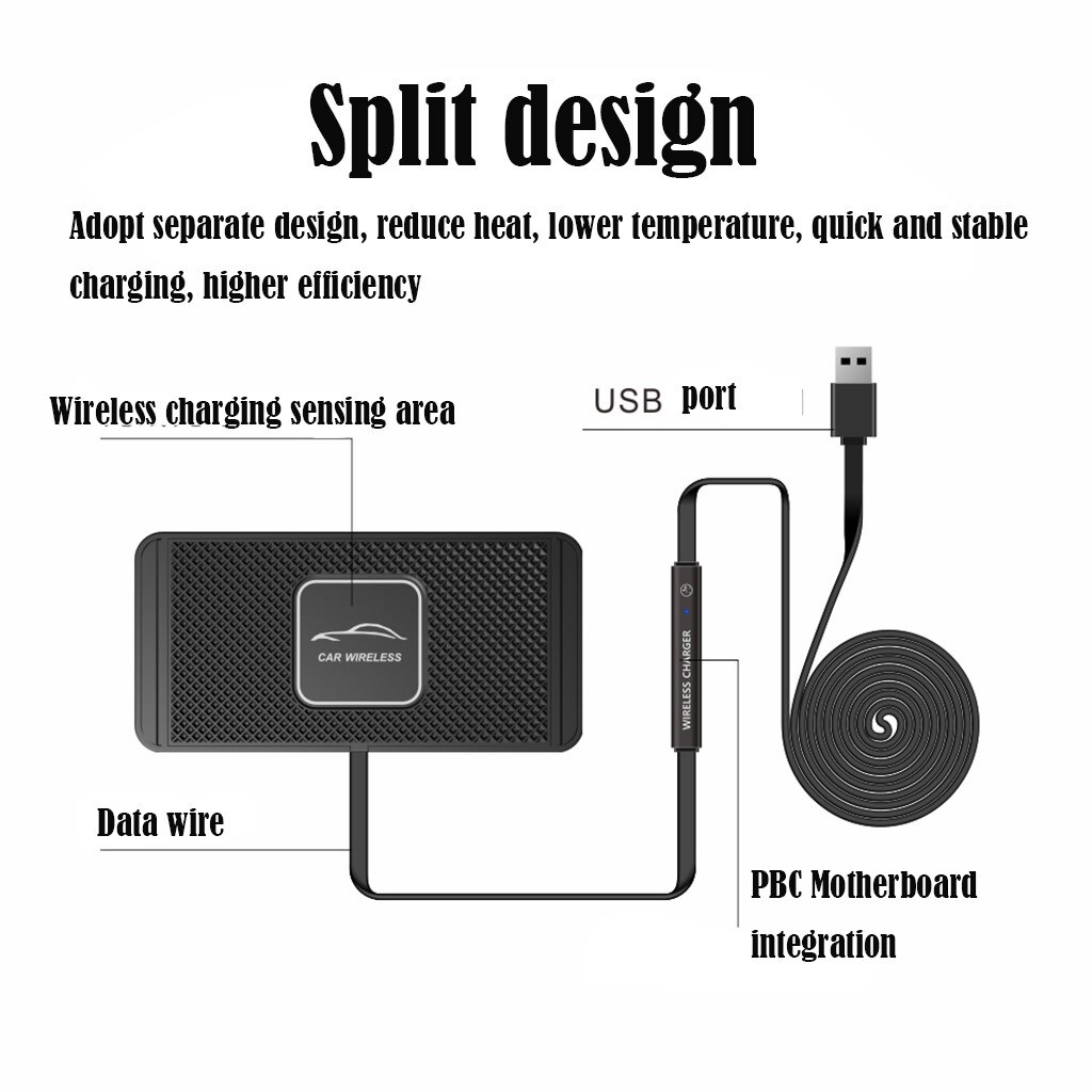 CARPRIE C1 Car Qi Wireless Charger Pad Fast Charging Dock Station Non-slip Mat Car Dashboard Holder Stand for iPhone XR