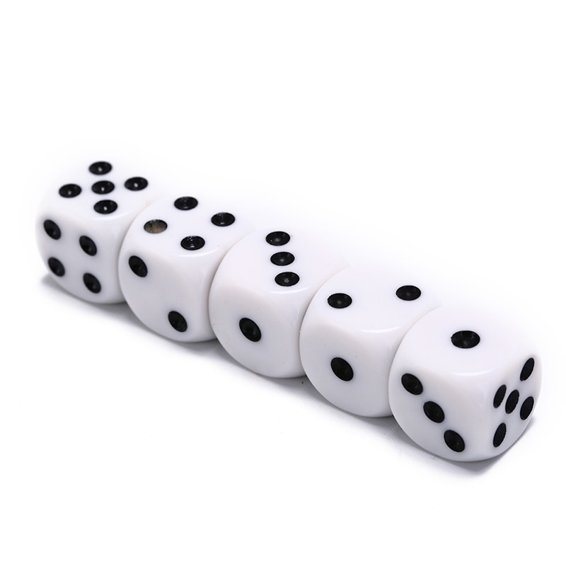10mm/16mm Trinken Würfel Acryl Weiß Runde Ecke Hexaeder Würfel Verein Party Tisch Spielen Spiele RPG Würfel einstellen 5 Teile/los
