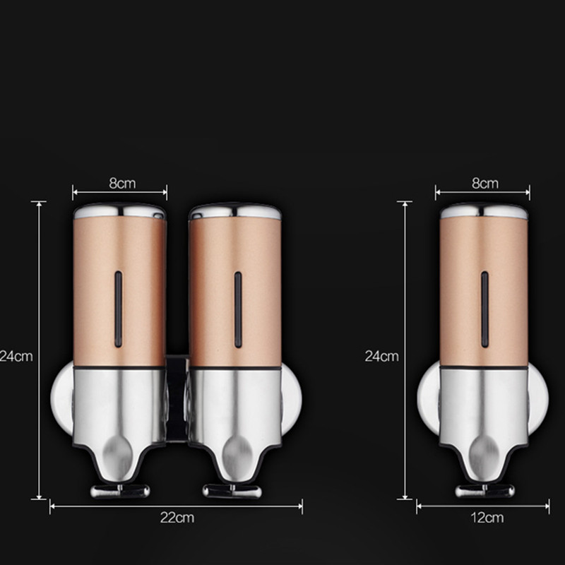 500ml badeværelses sæbe dispenser vægmonteret selvklæbende shampoo beholder håndpress klar flydende lotion enkelt slot opbevaring