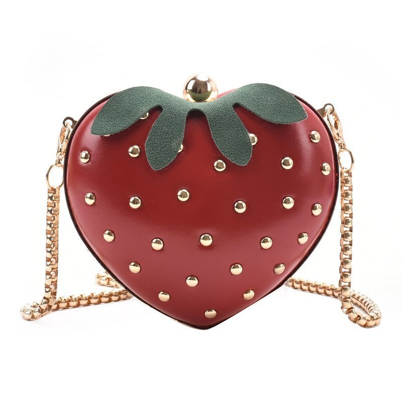 Cute Small Bags for Women Trend Cartoon Shoulder Bag for Girls Chain Mini Coin Purse Shell Crossbody Bag: Red