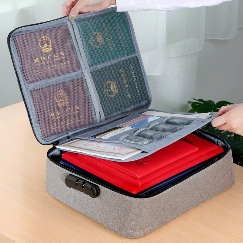 GUMST Document Bags Large Capacity Files Organizer Travel Bags Cosmetic Box Waterproof Digital Bags Document Organizer: Gray multy layers