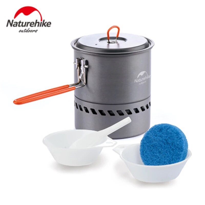 Naturehike Camping Cookware 2-3 Person Nonstick Outdoor Picnic Pot Pan Ultralight Portable Camping Pot Outdoor Folding Cookware