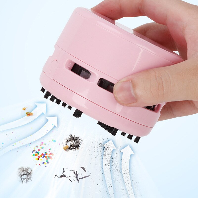Tenwin Desktop Mini Portable Electric Vacuum Cleaner Desk Set Kawaii Auto Cordless Dust Sweeper For Kids Office School Supplies