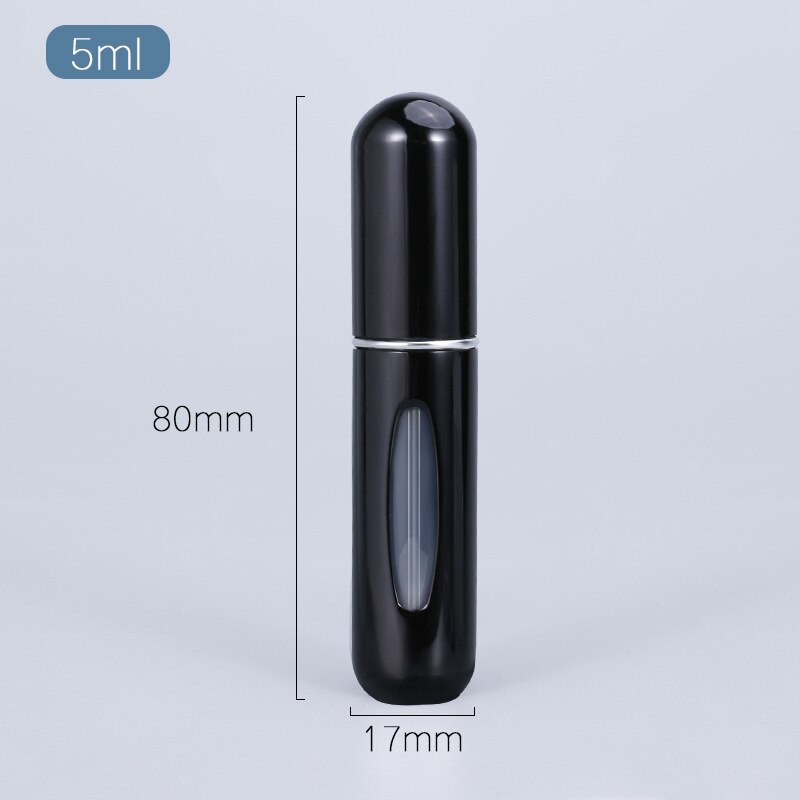 5ml Parfüm Zerstäuber Tragbare Flüssigkeit Container Für Kosmetik Mini Aluminium Spray Alcochol Leere Flasche Nachfüllbar Für Reisen: Bright black