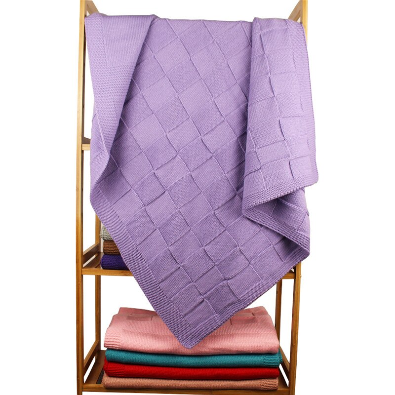 Herfst winter warme kinderwagen hoes deken winddicht quilt zacht rooster baby gebreide hoes deken verdikt effen buiten: Lichtpaars