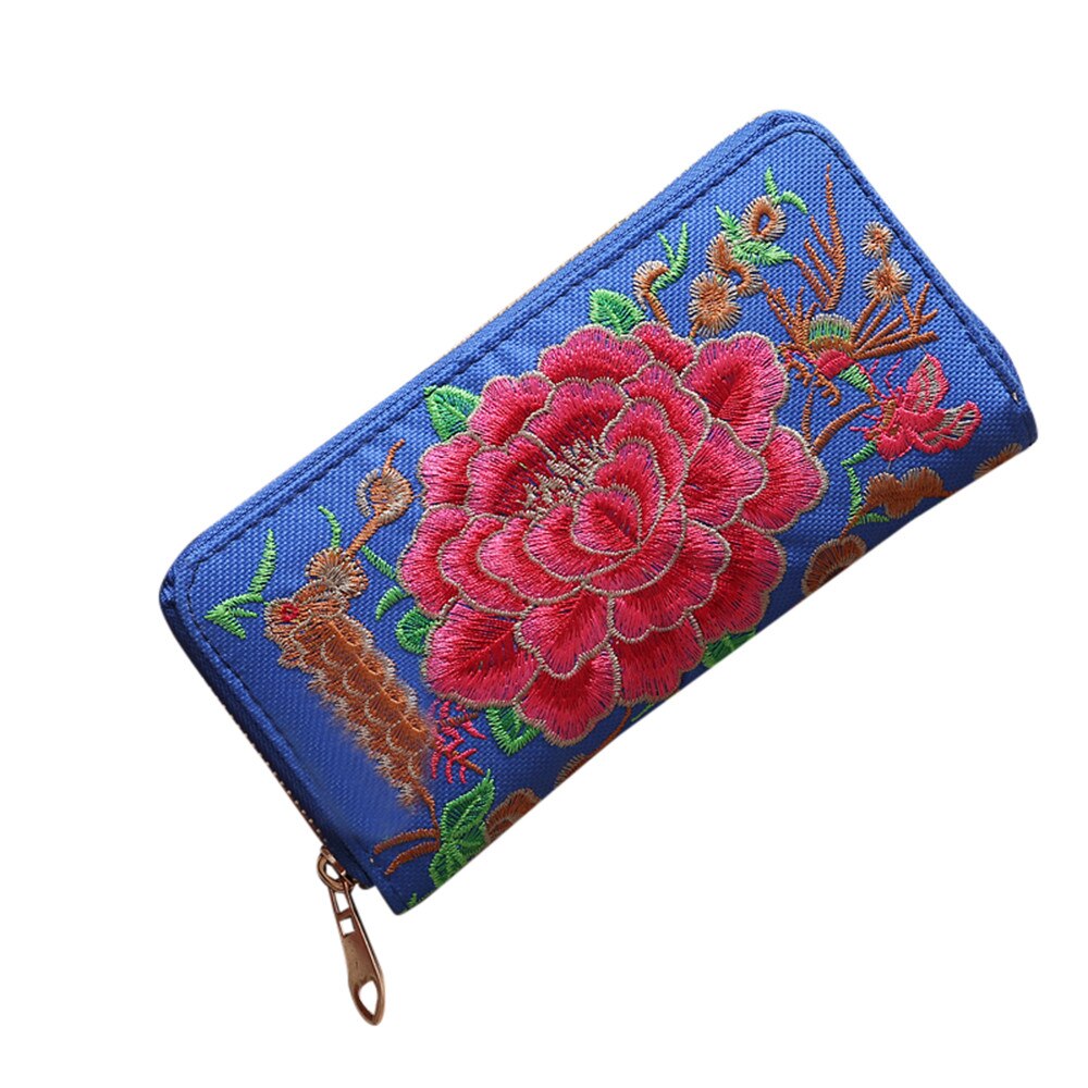 Aelglacial femmes portefeuille femmes unique Pull broderie Style ethnique portefeuille carte sac monnaie sac Long portefeuille porte-carte