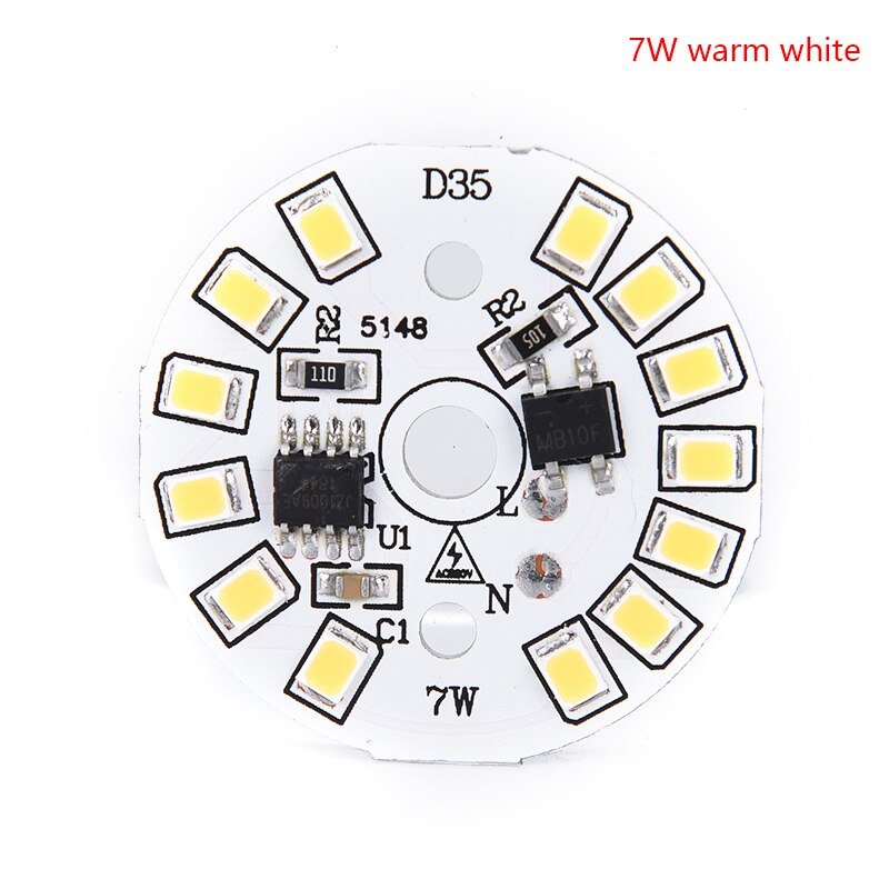 220V LED Bulb Patch Lamp SMD Plate Circular Module Light Source Plate For Bulb Light: 7w warm white