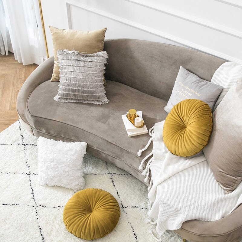 Różowy styl skandynawski kształt dyni poduszka dekoracyjna poduszka siedziskowa kreatywna okrągła aksamitna poszewka na poduszkę