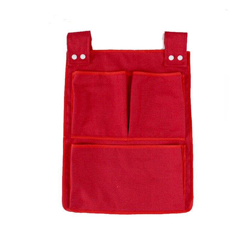 1pc multifunktions hængende opbevaringspose barneseng seng krybbe arrangør legetøj ble lomme til nyfødt lærred seng hængende taske: Rød