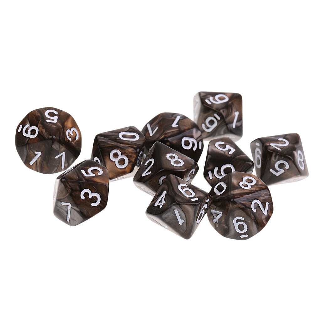 10pcs 10 Sided Dice D10 Polyhedral Dice for: Coffee Gray