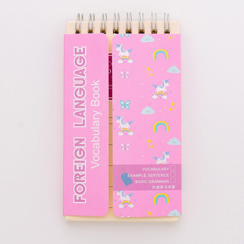 Fille coeur dessin animé licorne vocabulaire livre anglais apprentissage manuel Portable ombre ordinateur Portable: Rose
