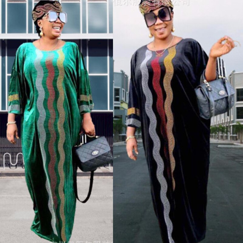 African Muslim Dress Women Velvet Diamond Abaya Moroccan Kaftan Islamic Clothing Moroccan Kaftan Djellaba Jubah Musulman Robe