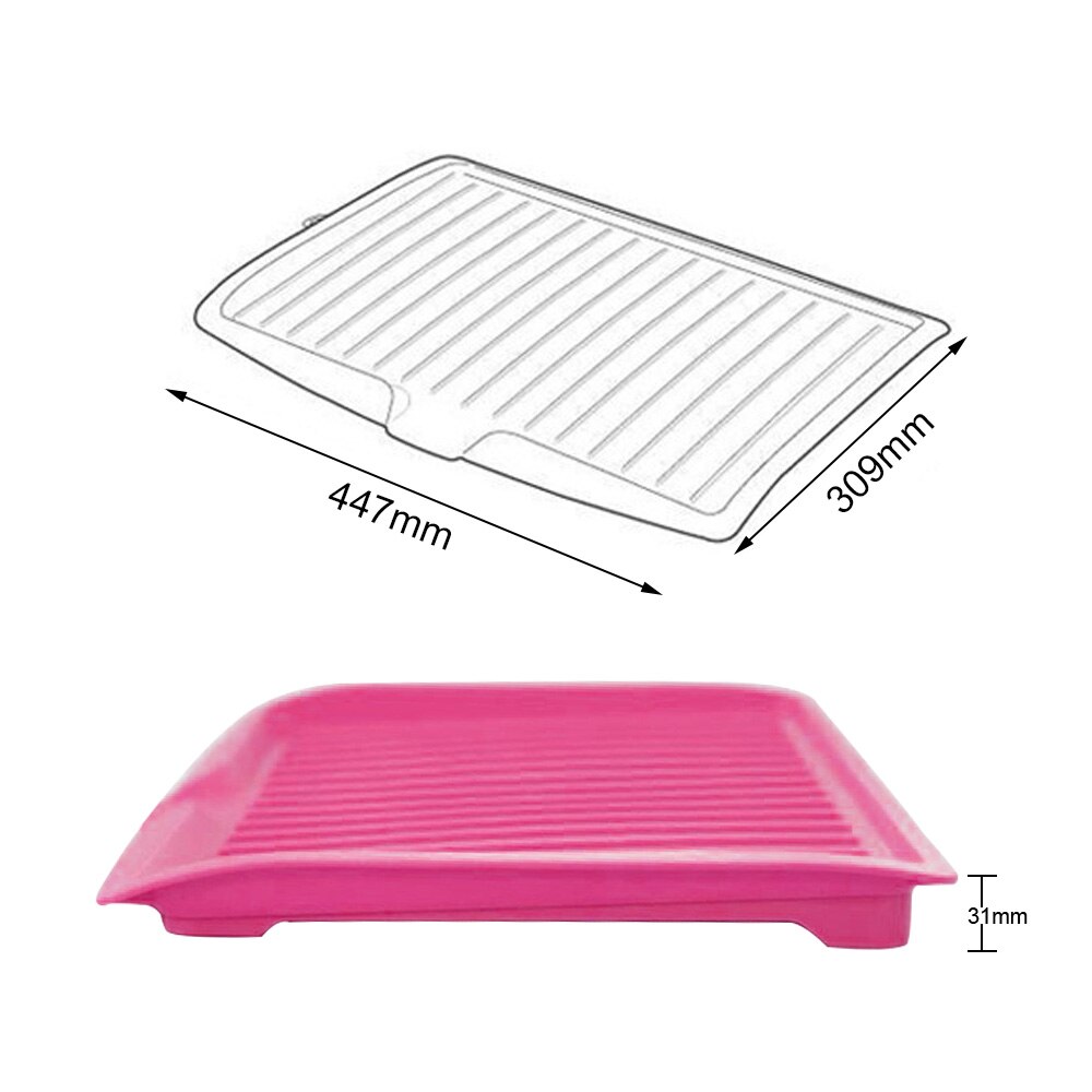 Plastic Dish Drainer Tray Large Sink Drying Rack Kitchen Ware Cutlery Drip Plate Sink Kitchen Worktop Storage Rack Organizer: rose red