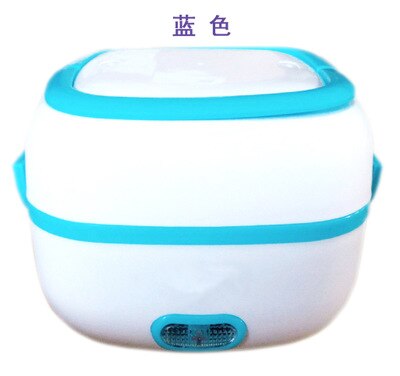 Mini arrocera termostato de arroz huevo vaporera eléctrica caja de almuerzo recipientes para guardar comida calentador de alimentos para la oficina en casa: Blue / US