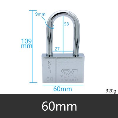 Door Padlock Stainless Steel Anti-Theft Lock Waterproof Rust-Proof Tamper-Proof Lock Home Small Dormitory Long Beam Lock: TK60mm-long