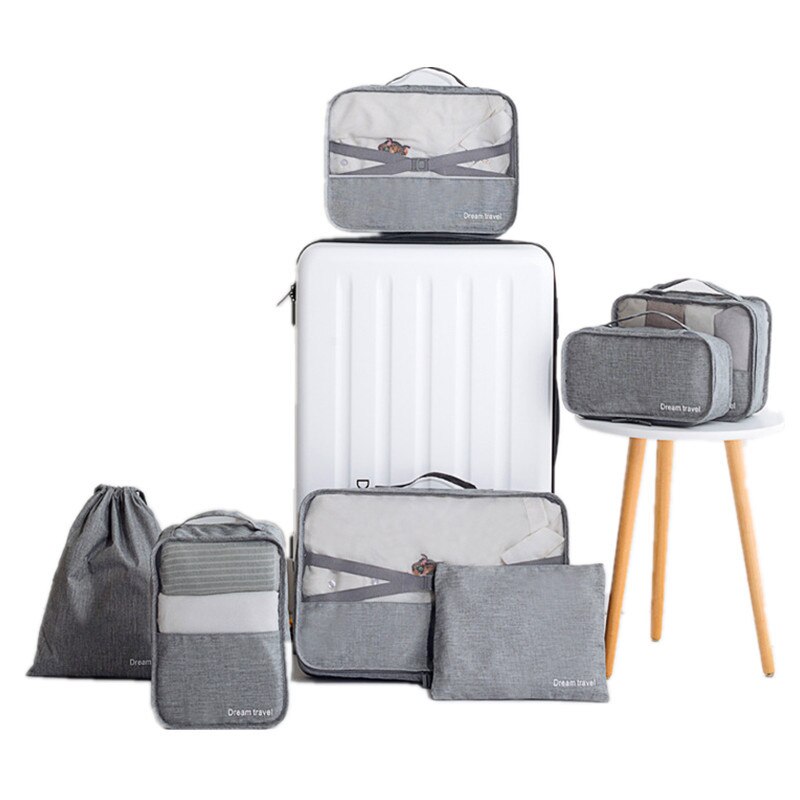 7pcs/set Men Travel Bag Sets Waterproof Packing Cube Portable Clothes Sort Case Women Luggage Organizer Bag Accessories
