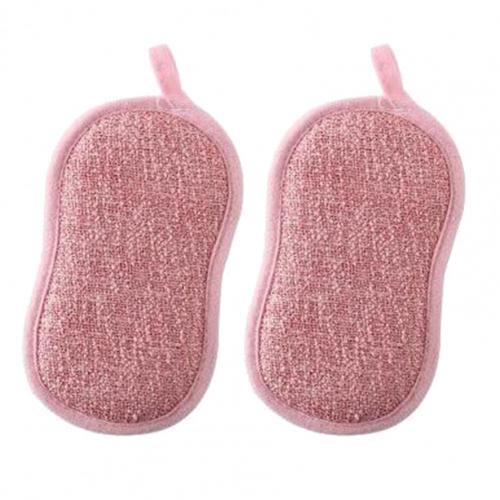 Éponges à récurer pour la vaisselle, anti-rayures, en microfibre, antiadhésives, outils de cuisine, Gadgets de lavage de Pot, 2 pièces: Rouge