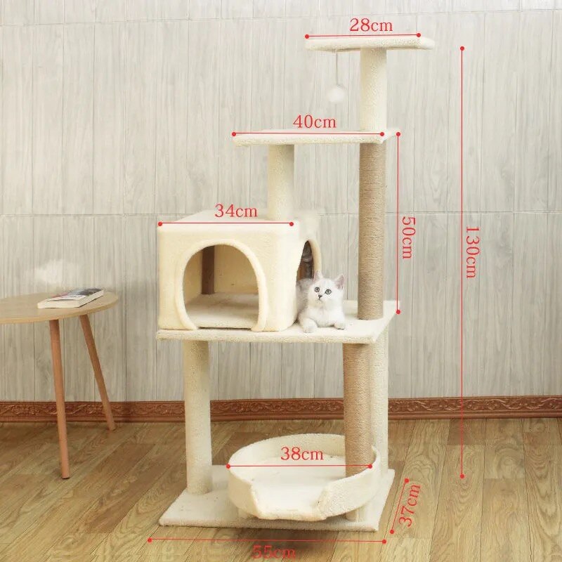 Pet Products Modern Luxury Large Wood Cat Climbing Tower Tree House For Cat