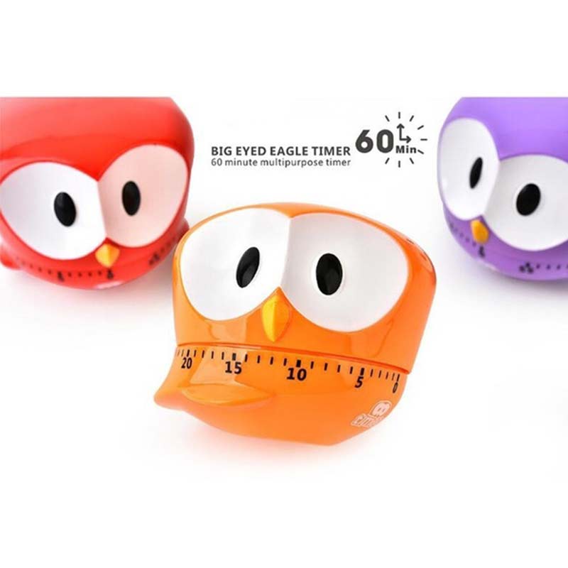 1 Pcs Mechanische Timer Cartoon Plastic Big Eye Eagle Stijl Keuken Gadget Keuken Koken Ei Timer Blauw/Rood/groen/Orange