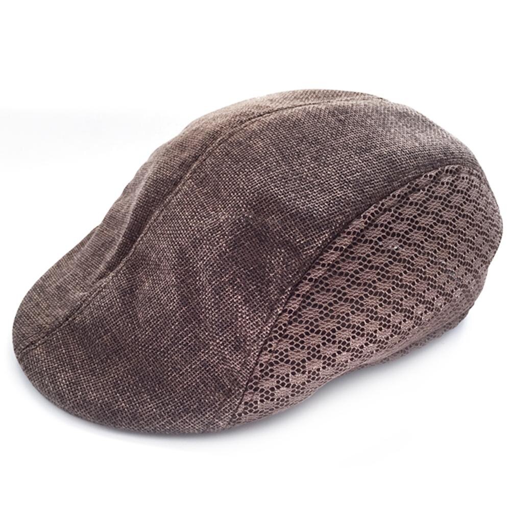 Boina plana de lino transpirable para hombre y mujer, gorro plano de estilo Otoño, cómodo, con visera, para Golf: A