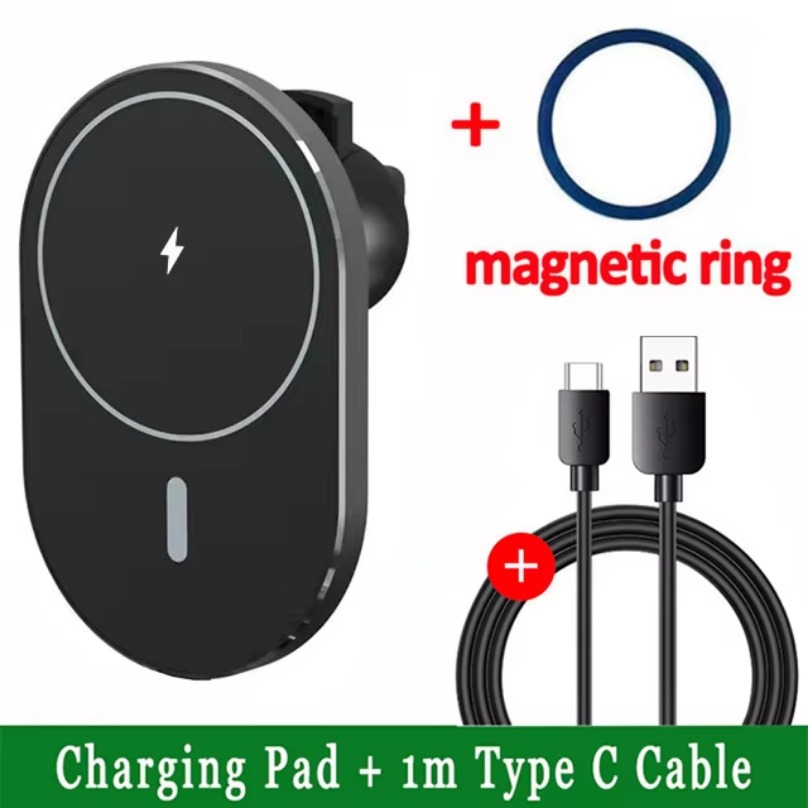 Cargadores magnéticos inalámbricos para coche, soporte de teléfono con salida de aire de 30W para Magsafe iPhone 16, 15, 14, 13, 12 Pro Max, estación de carga rápida para coche: orange