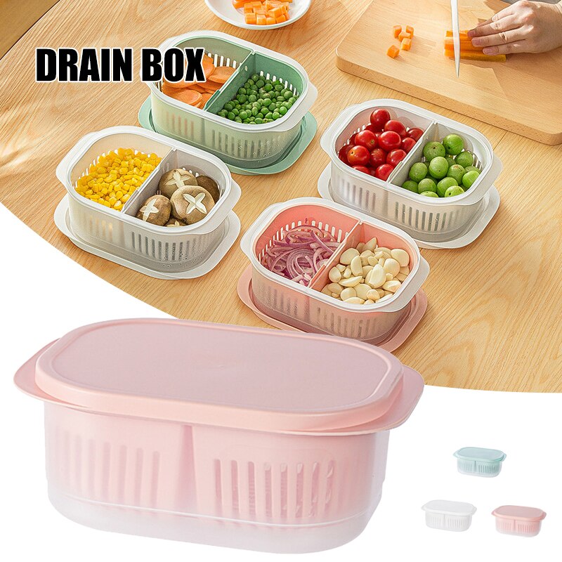 PP Refrigerator Food Storage Containers with Lid Kitchen Separate Freezer Seal Bin for Vegetable Fruit Meat Fresh Box Organizer