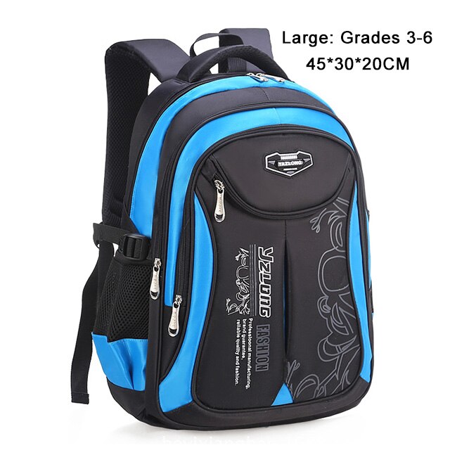 Sacs d'école étanches pour enfants, sacoche orthopédique pour filles et garçons, cartable pour enfants, cartable d'école primaire: black large