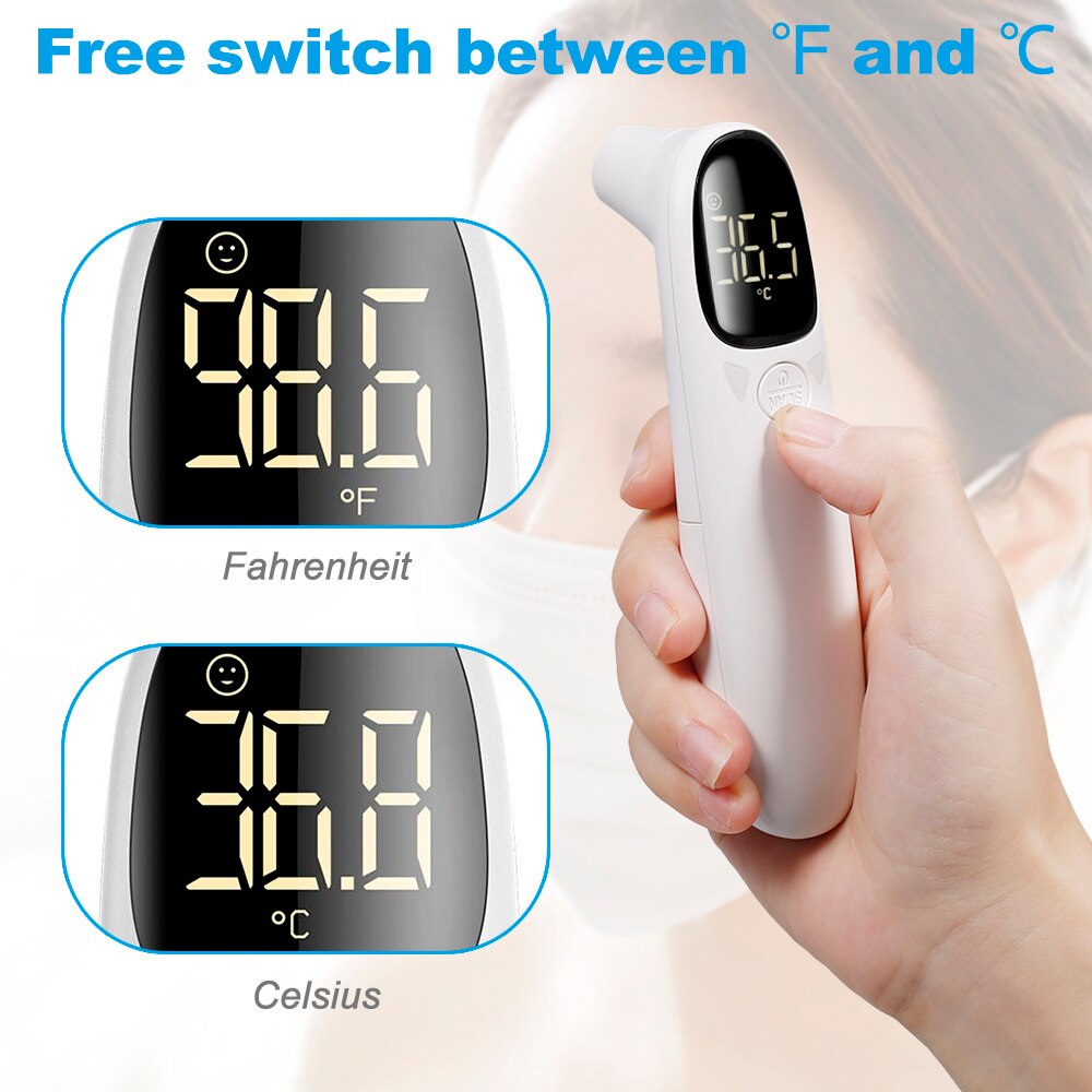Handheld Digital Fronte Termico Termometro Senza contatto a Infrarossi Misurazione della Temperatura con Retroilluminazione di Colore per I Bambini Adulti