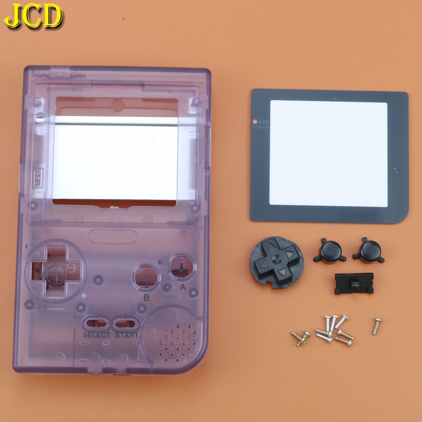 JCD 1PCS Plastic Full Case Cover Housing Shell Replacement for Gameboy Pocket Game Console for GBP Shell Case W/ Buttons Kit: G Clear Purple