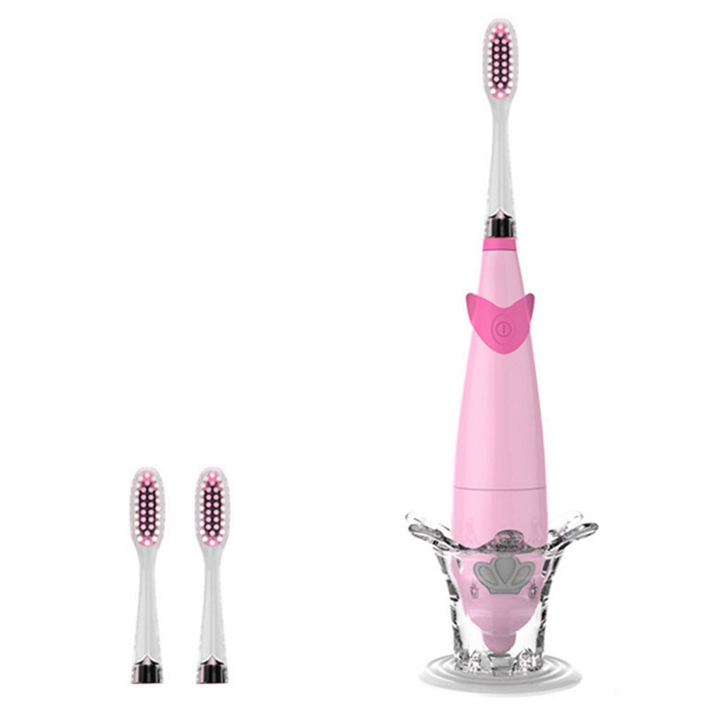 Cepillos de dientes eléctricos Sonic Music para niños, cerdas suaves, limpieza profunda con luz: Pink