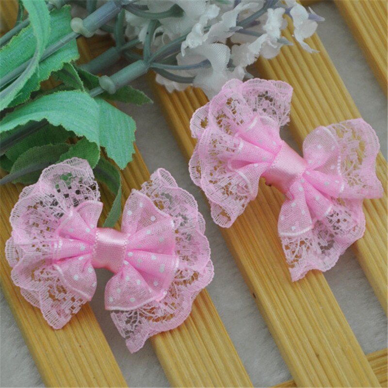 Lace Organza Ribbon Bows, Flores Applique, Decoração do casamento, A088, 20pcs