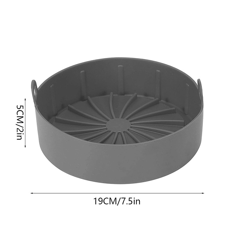 Airfryer Siliconen Pot Lucht Friteuses Oven Bakplaat Gebakken Pizza Kip Mand Mat Vierkante Ronde Replacemen Grill Pan Accessoires: 19cm-grey