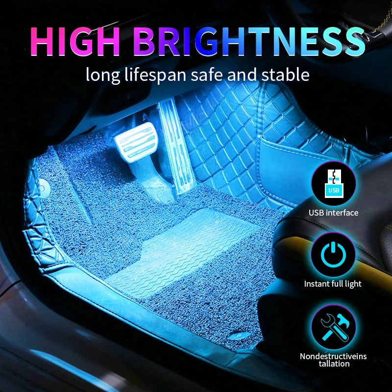 Foot Light Car Accessories ﻿LED Car Interior Ambient Foot Light with USB Atmosphere Decorative Lamps