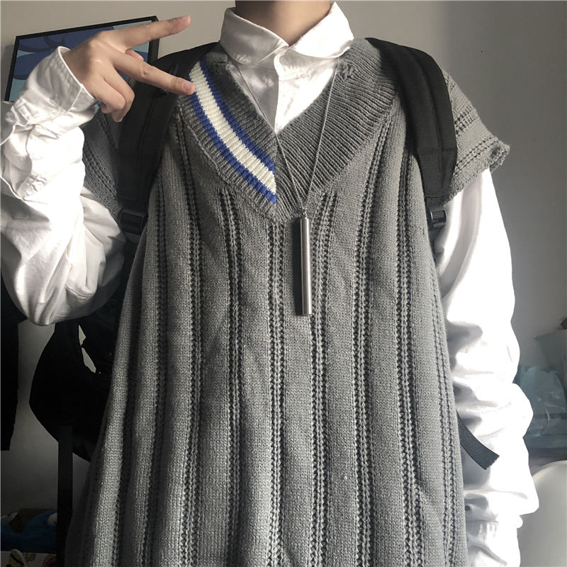 Heren Vest Herfst En Winter V-hals Veelzijdige Mouwloze Losse Knit Top Jongeren Mode Trend Mannen kleding