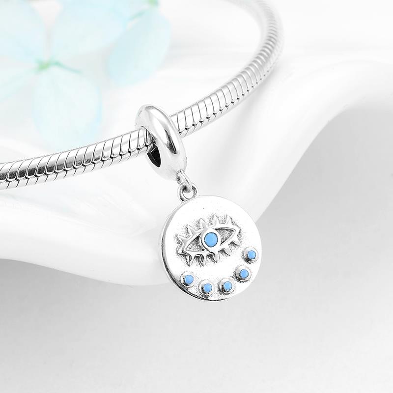 925 Sterling Zilver Devil 'S Eye Zilveren Kralen Fit Originele Europese Bedelarmband Sieraden Maken: PD0071