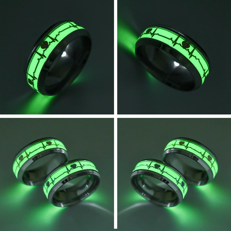 1Pc Herz bilden Leucht Ring glühend in dunkel Paar Ringe Für Freunde Edelstahl Schmuck