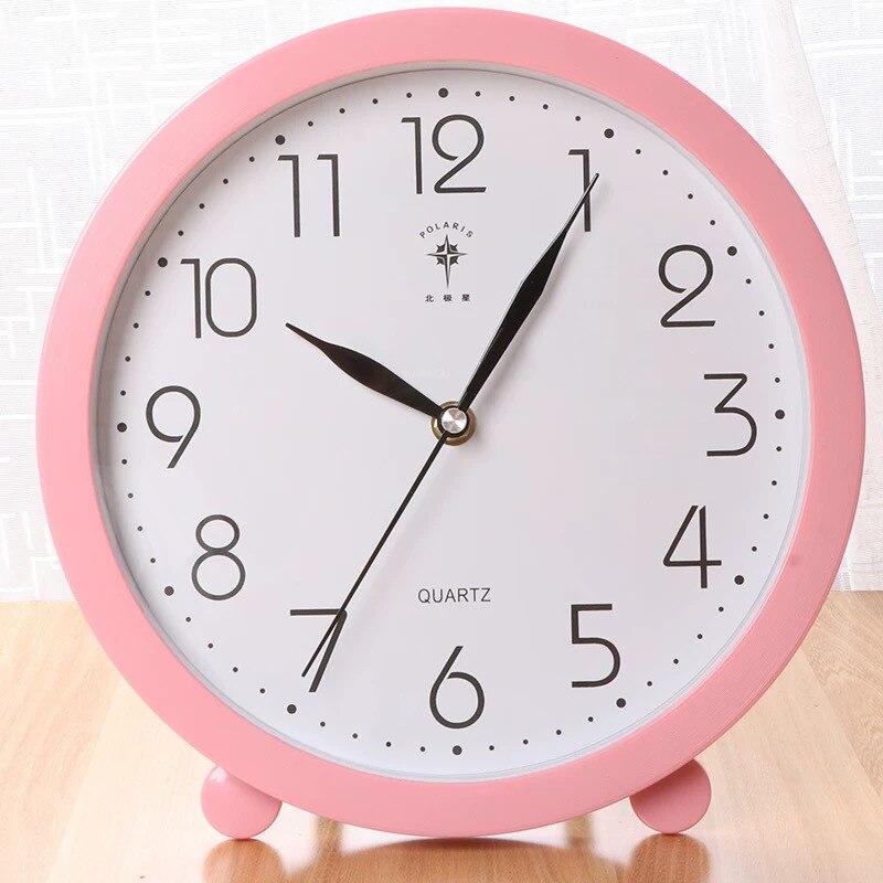 10 Inch Living Room Pendulum Wall Clock Office Desktop Clock Modern Minimalist Large Silent Table Clock Home Decoration: Pink
