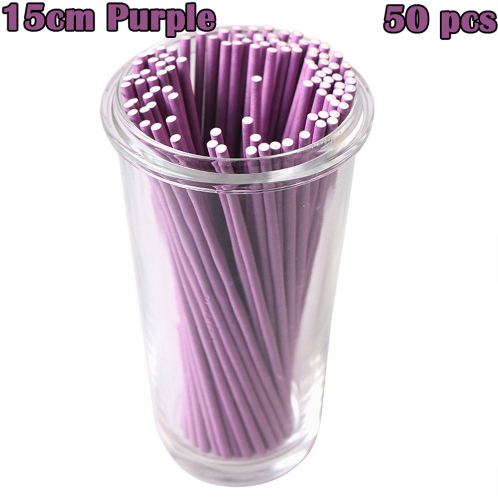Bâtons couleur bonbon, bricolage, sucre artisanal, ventouses, papier solide, ventouse, 50 pièces/lot, 4 "/6": Purple  15cm