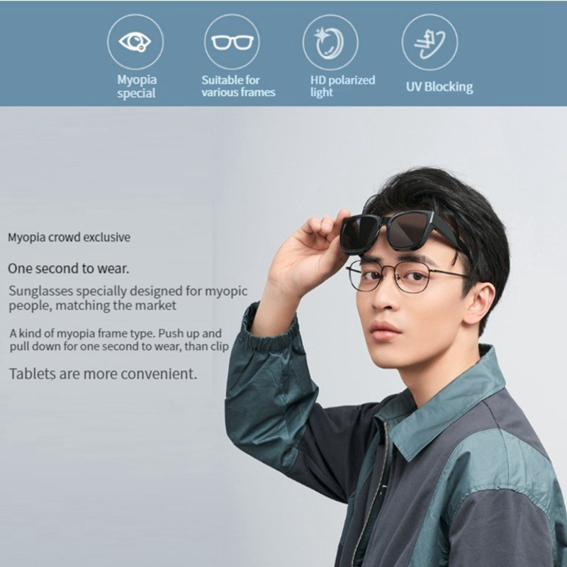 Xiaomi mijia gepolariseerde zonnebril  uv400, hoge resolutie, antislip, compatibel met brillen met verschillende sterktes, heren- en dameszonnebrillen.