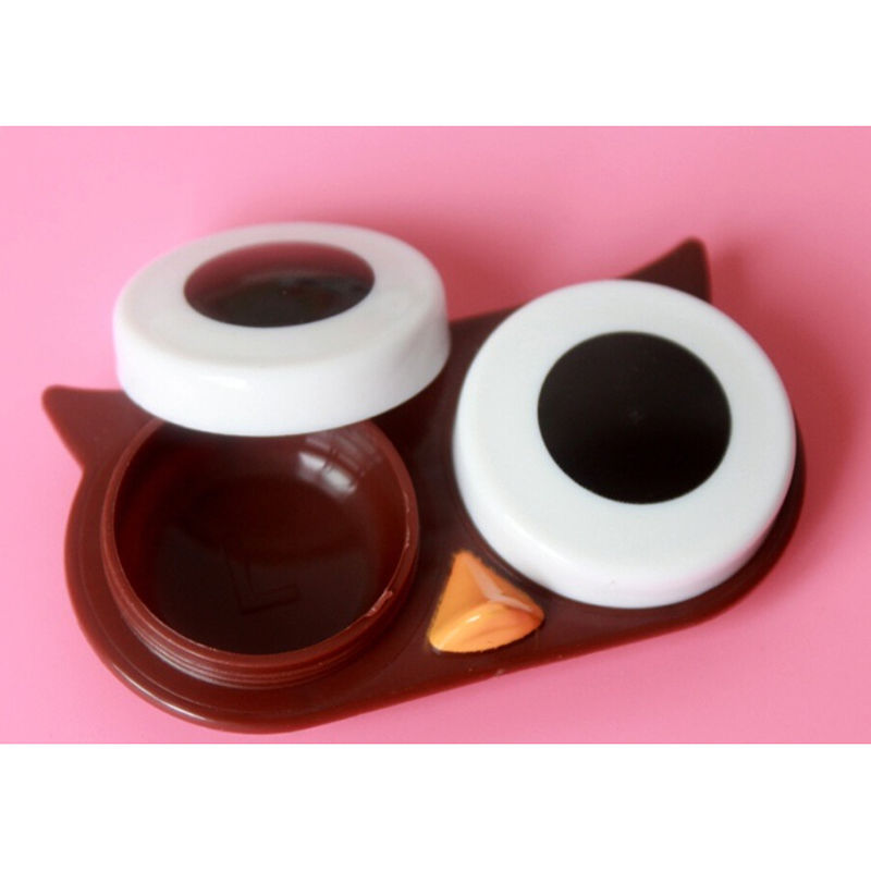 1PC Cute Owl Travel Contact Lens Case Box Container Storage Soak Kit Hard Holder Plastic Eyewear Accessories