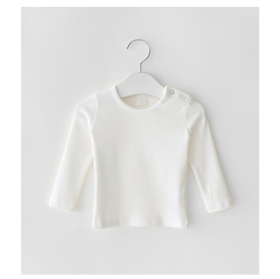 Lente Baby Jongens En Meisjes Solid T-shirt Kids Candy Kleur Tops: WHITE / 24M