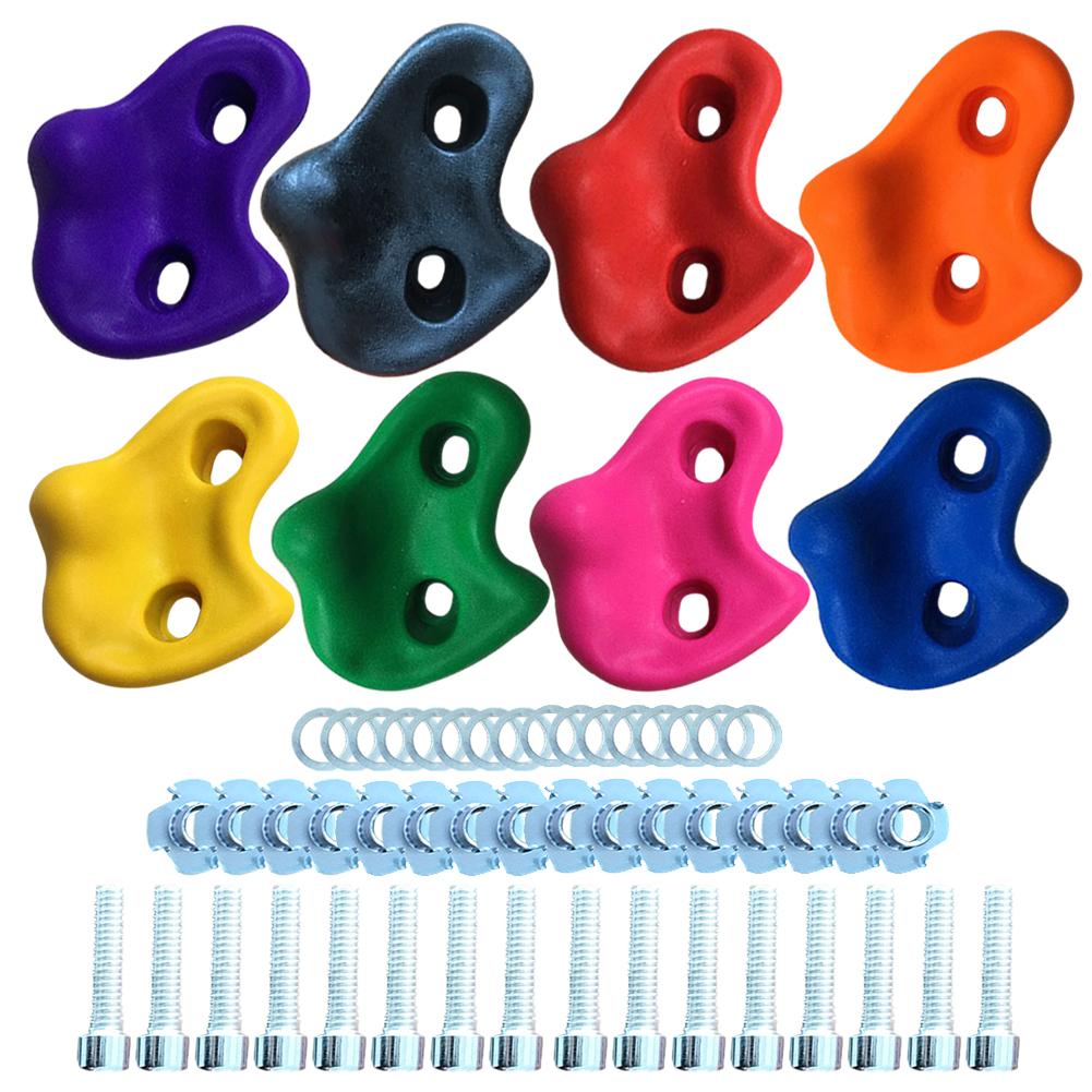 Kids Adult Klimmen Muur Grips Klimmen Rock Muur Stenen Hand Voeten Houdt Grip Gymnastiek Fitness Tool Met Schroeven Outdoor Sport: 8pcs random color