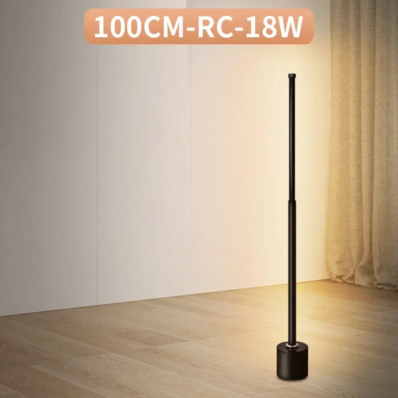 Gulvlampe rgb nordisk soverom, stue, arbeidsrom, vertikal nattbordslampe, veggmontert skrivebordslampe, fjernstyrt omgivelseslys: Svart / Grå