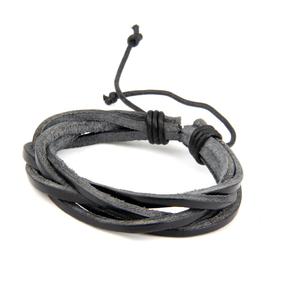 ZMZY Black and Brown Leather Mens Bracelets Multilayer Rope Hand Bracelet For Men Rope Braided Bracelet Male Female Jewelry