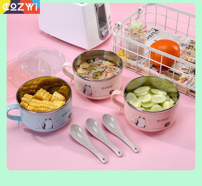 Baby Lunchbox Rvs Heaythy Materiaal Anti-brandwonden Met Lepel Handvat Stroefheid Voedsel Kom