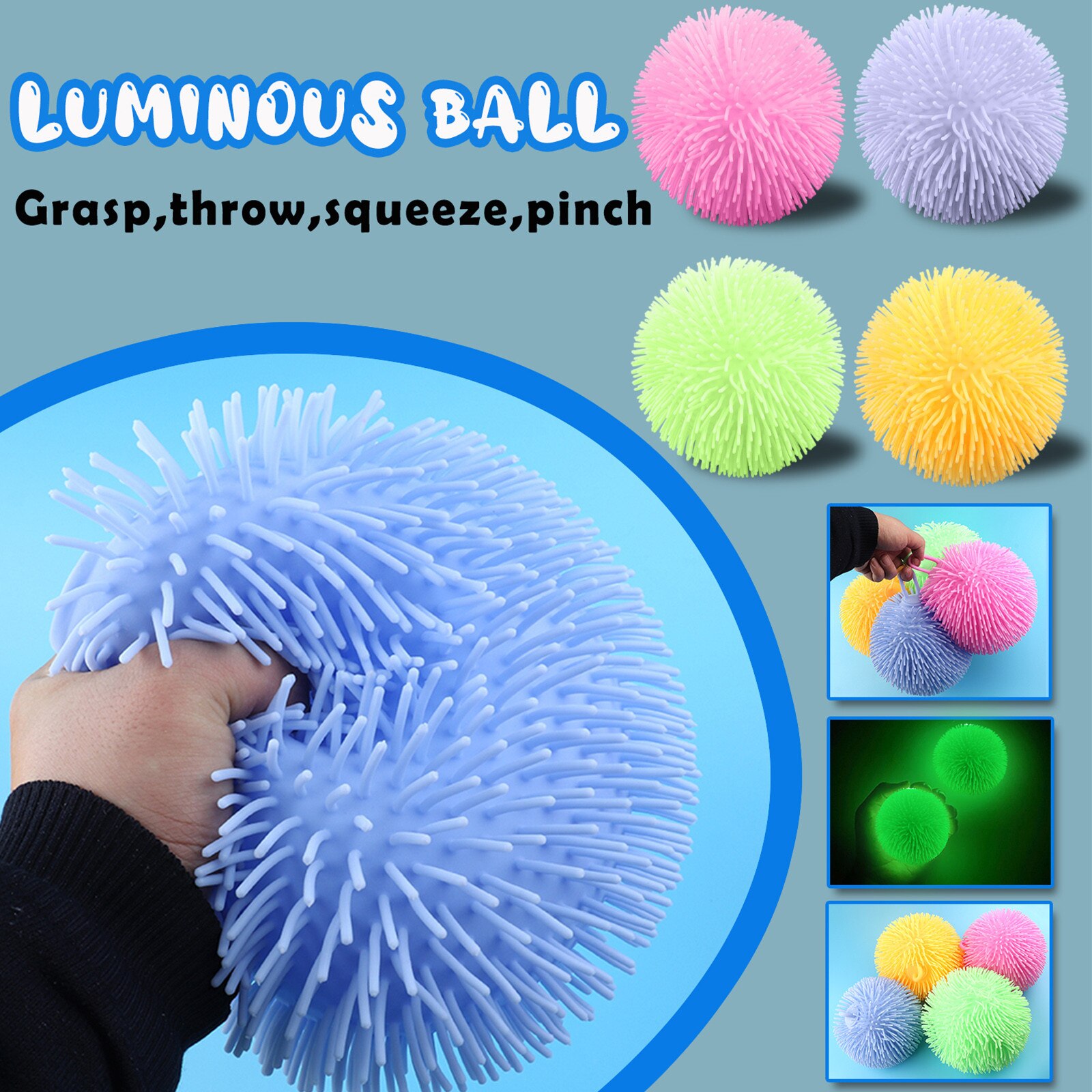 1pc Glow In The Dark Stress Ball Push Bubble Fidget Sensory Luminous Stress Relief Poppit Antistress Simple Dimple Fidget Toy