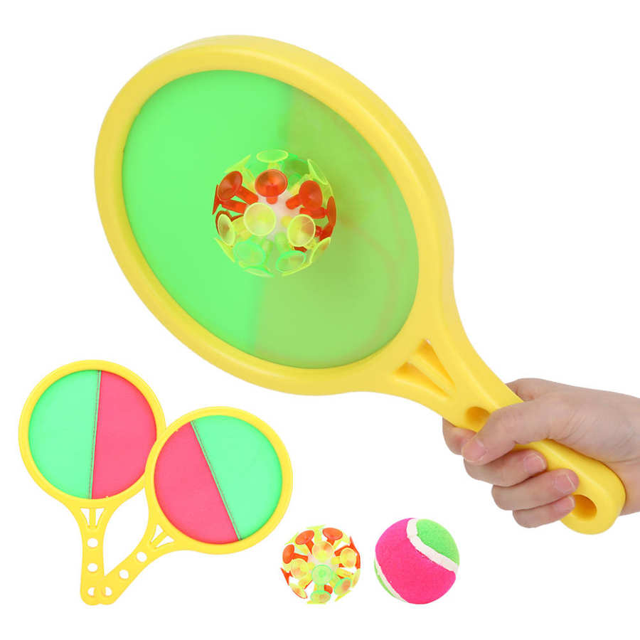 Children Stick Target Racket 2 in 1 Sucker Ball Set Handle Parent-child Throw Catch Toy Catching Ball Racket Set Racquet Sports