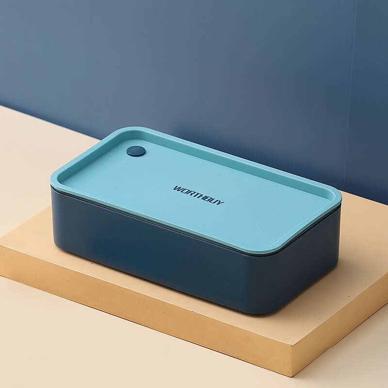 Draagbare Lunchbox Voor Kids School Magnetron Plastic Bento Box Met Beweegbare Compartimenten Salade Fruit Voedsel Container Doos: Blauw