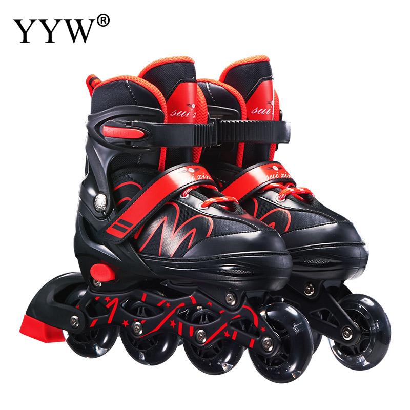 Inline Skates Schoenen Rolschaatsen Sneakers Rollen Voor Jongens Meisjes Beginner Volwassen Kids Skates Inline Rolschaatsen 4 Wielen: red / s size 26-33